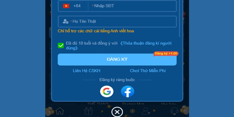 Người chơi cần đủ tuổi theo quy định hiện hành khi đăng ký 58WIN 