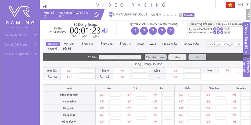 VR cung cấp nhiều loại hình Xổ số thú vị cùng mức thưởng hấp dẫn